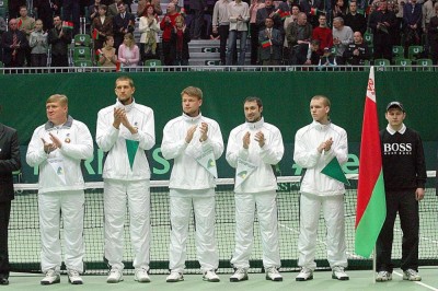 Теннисный корт для матча кубка Девиса 